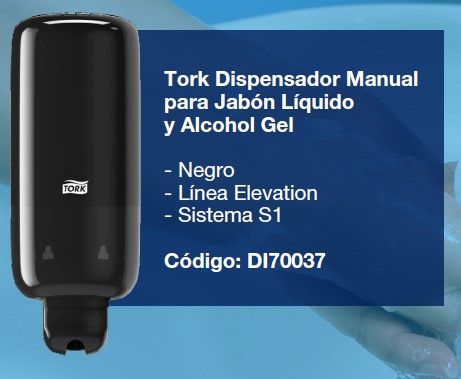 Miniatura: Dispensador de jabón y alcohol negro tork DI70037