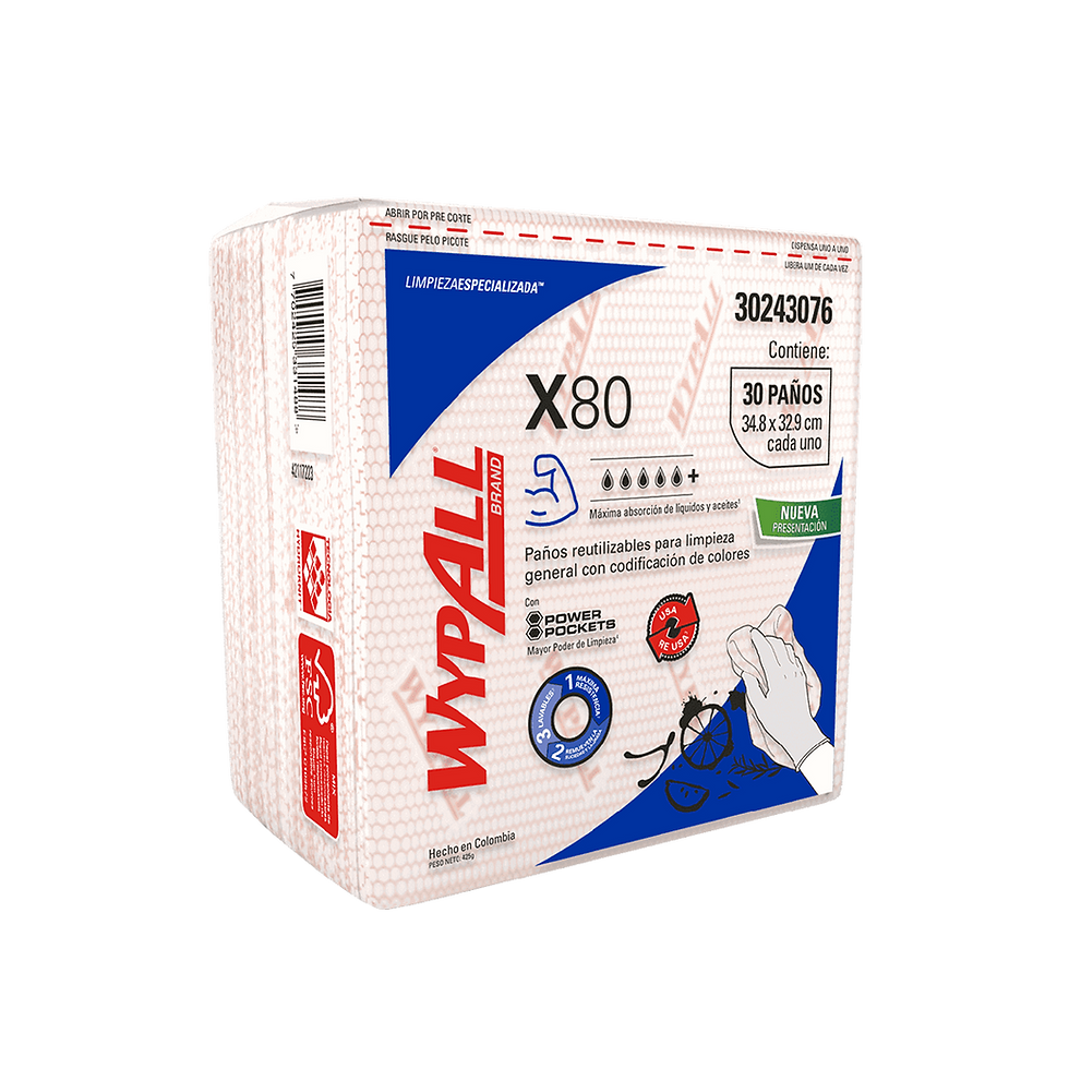 Miniatura: Paño Wypall X80 Rojo plus 10 Bolsas X 30 Paños - 30243076