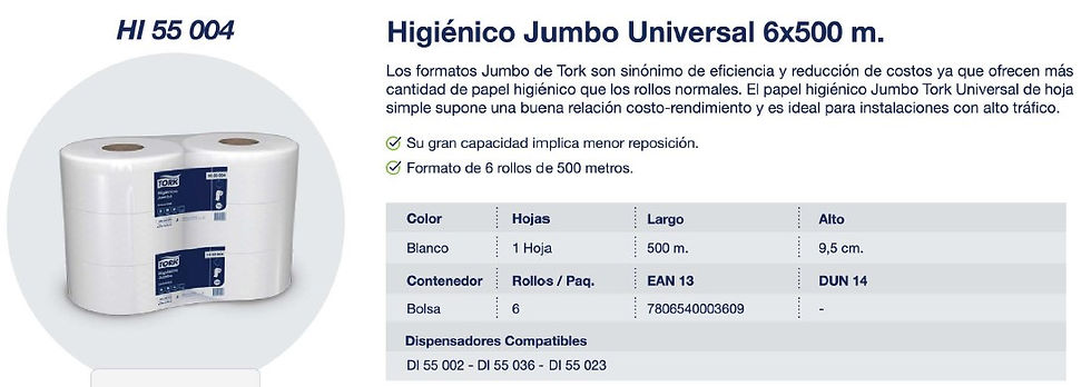 Miniatura: Papel higiénico universal jumbo hoja simple Tork HI55004