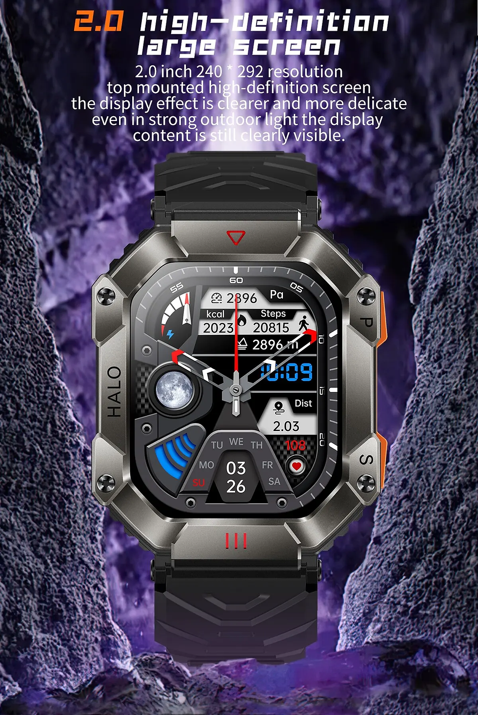 Thumbnail: Smart Watch with Heart Rate Monitor Blood Pressure Monitor Phone Call- DTM