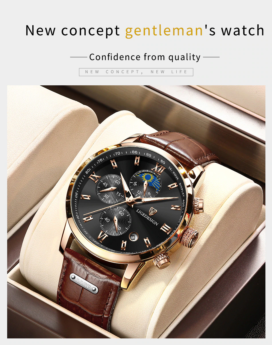 Thumbnail: LIGE Top Luxury Brand  Sport Wrist Watch Chronograph Quartz-DT8953