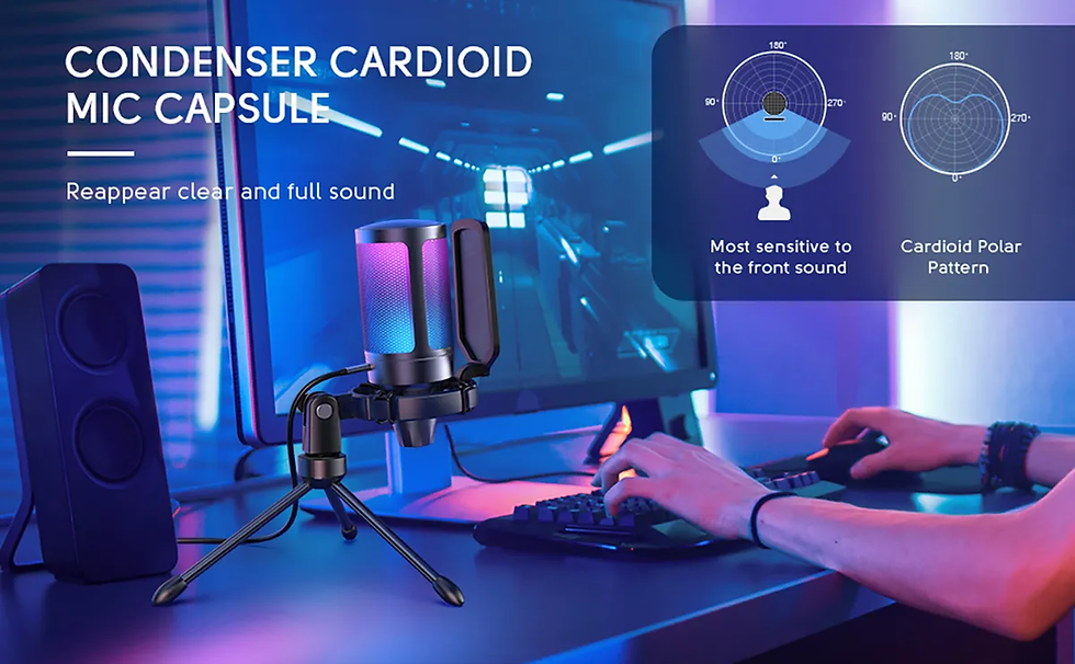 Thumbnail: Gaming USB Microphone for PC PS5, FIFINE Condenser Mic with Quick Mute, RGB