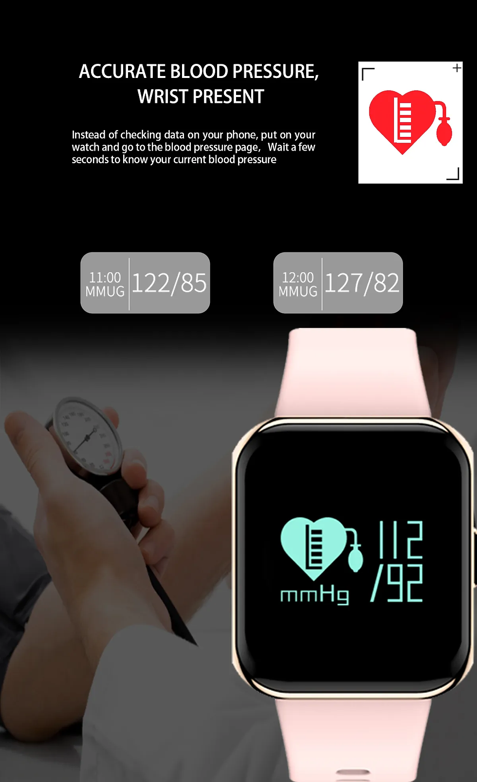 Thumbnail: Smart Watch for Women Fitness Tracker Heart Rate Sleep Monitor Phone Call- DT66