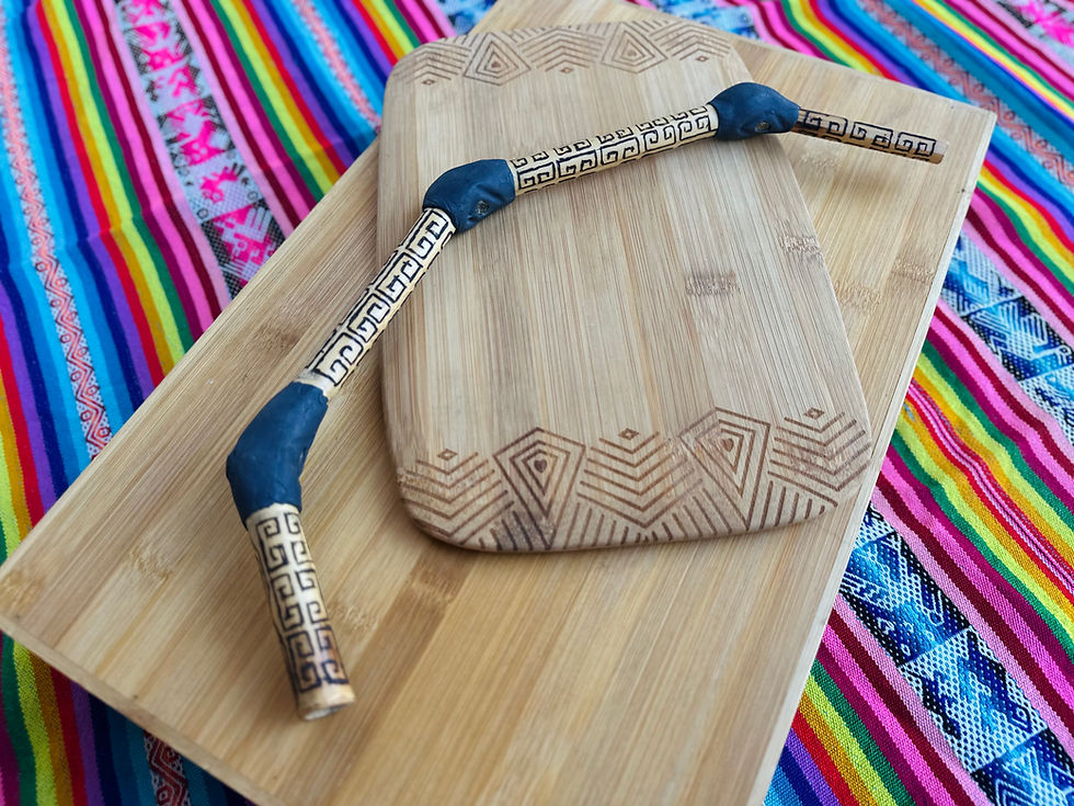 Thumbnail: Aplicador Tepi de Bambu Pirografado G - com Tecido de miçanga