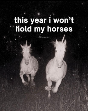 Two horses galloping, indicating not being held back 