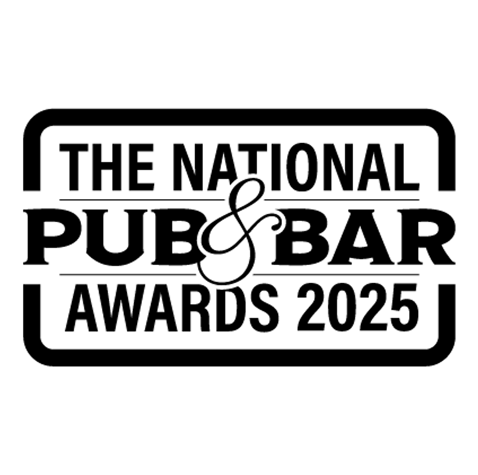 Text logo for "The National Pub & Bar Awards 2025" in bold black letters, framed by rectangular lines.
