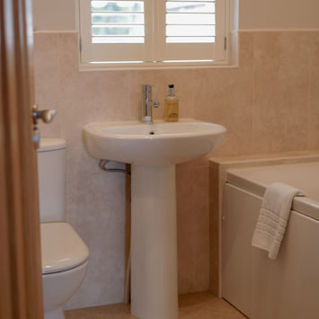 The Card House at Hopton Hall Estate in Derbyshire - bathroom area.