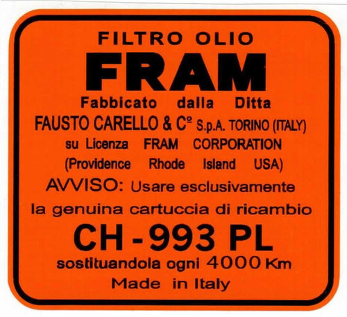 Fram Oil Filter Bowl Sticker (Decal), Orange And Black | AlfaStop ...