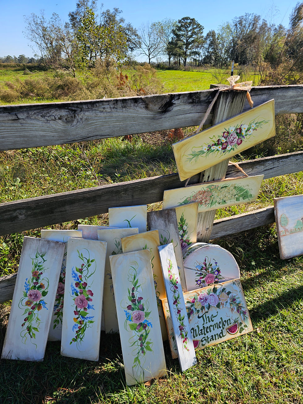 Thumbnail: Hand Painted Roses, Wood Sign for Shabby and so Chic Farmhouse Decor, Rust