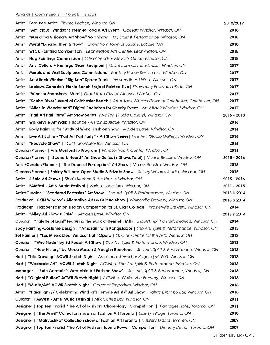 Christy Litster - CV - UPDATED JAN 2019-