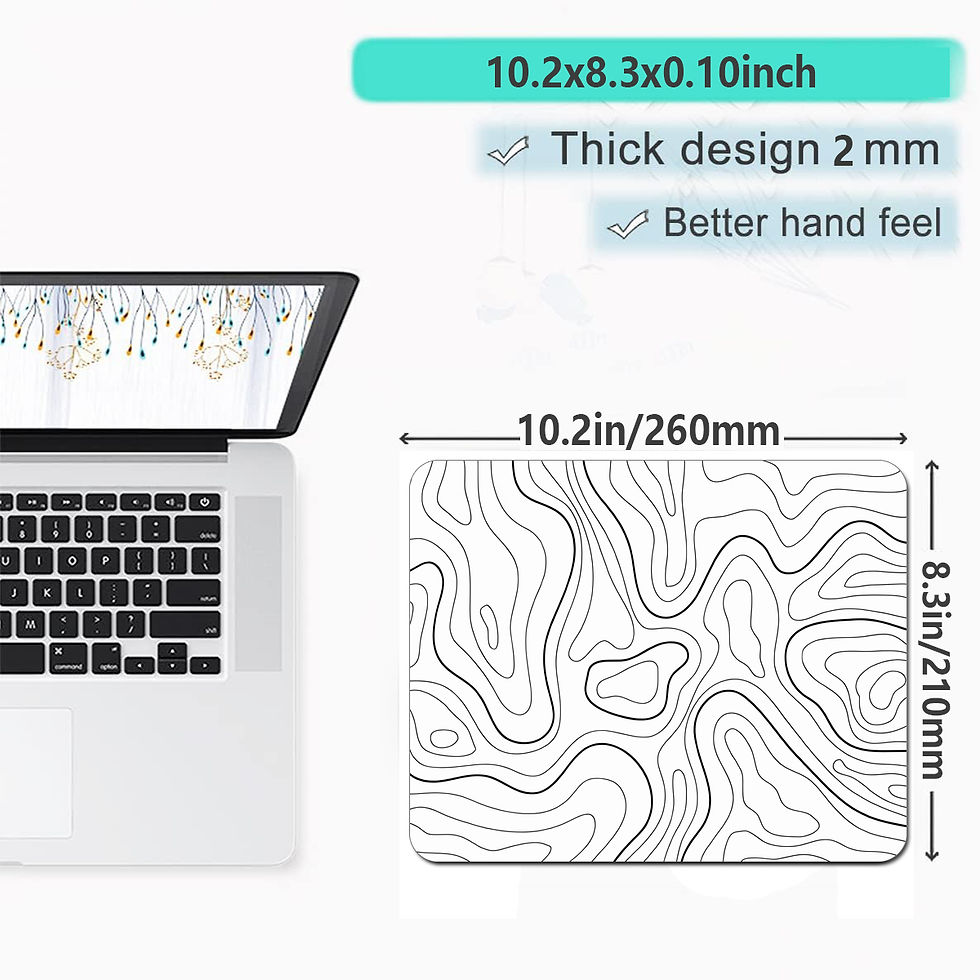 Miniatura: Large Gaming Mouse Pad Anti-Slip Topographic Desk Mat Black & White