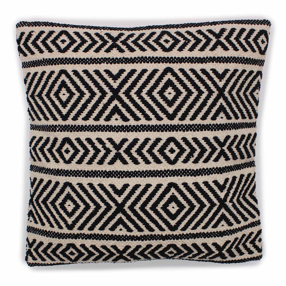 Thumbnail: Black and beige geometric patterned cushion