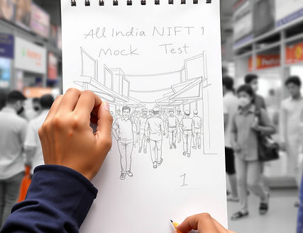 Show from the point of view, a student sketching a scene of a market (crowded), pencil ske