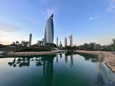 lake with city scape in the background