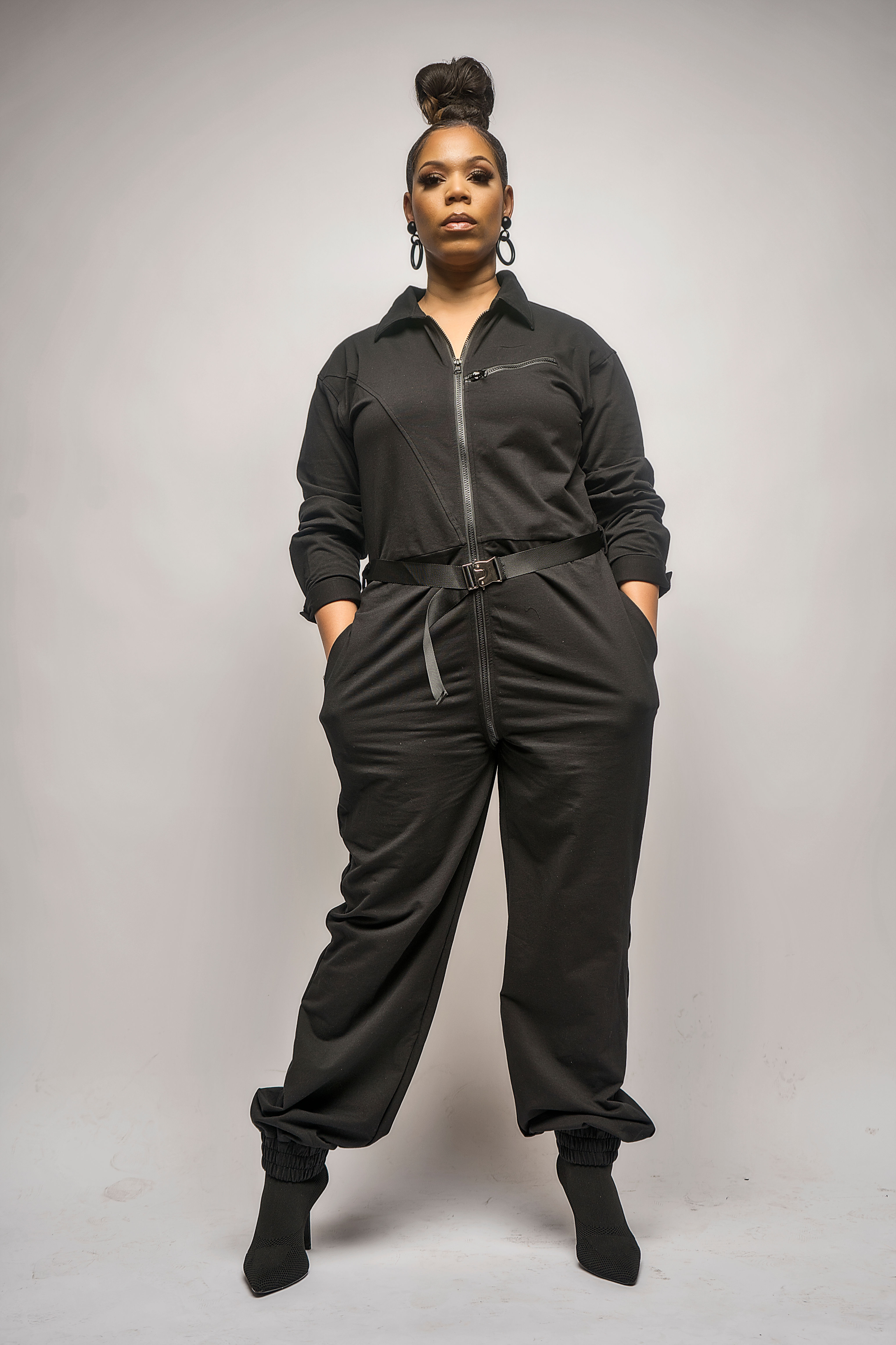 Black Zippered Jumpsuit