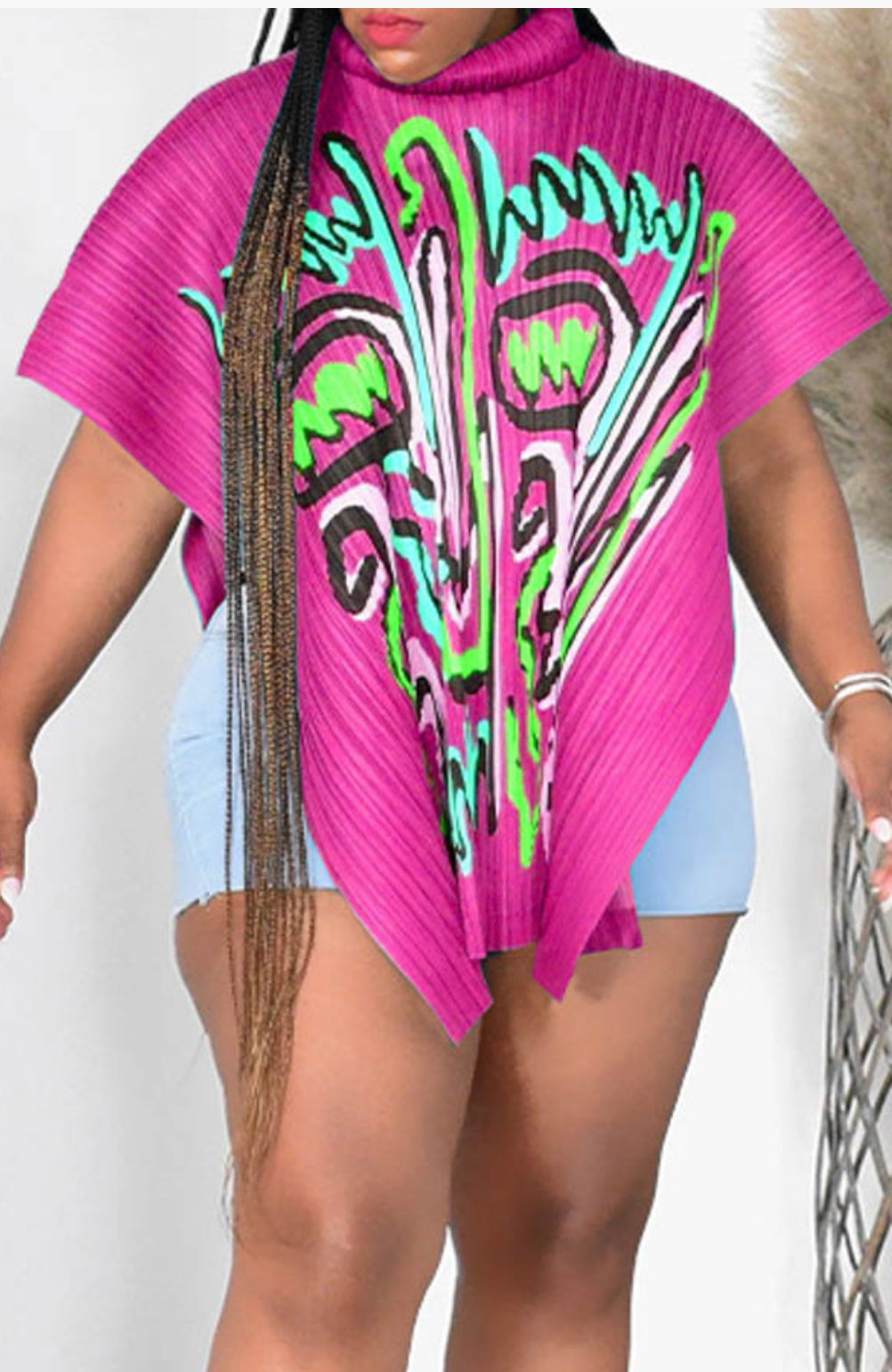 Fuchsia Sleeveless High Neck Top