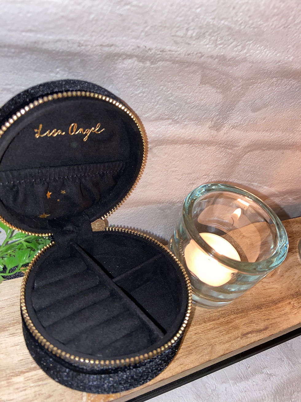 Thumbnail: Starry Night Velvet Mini Round Jewellery Case in Black