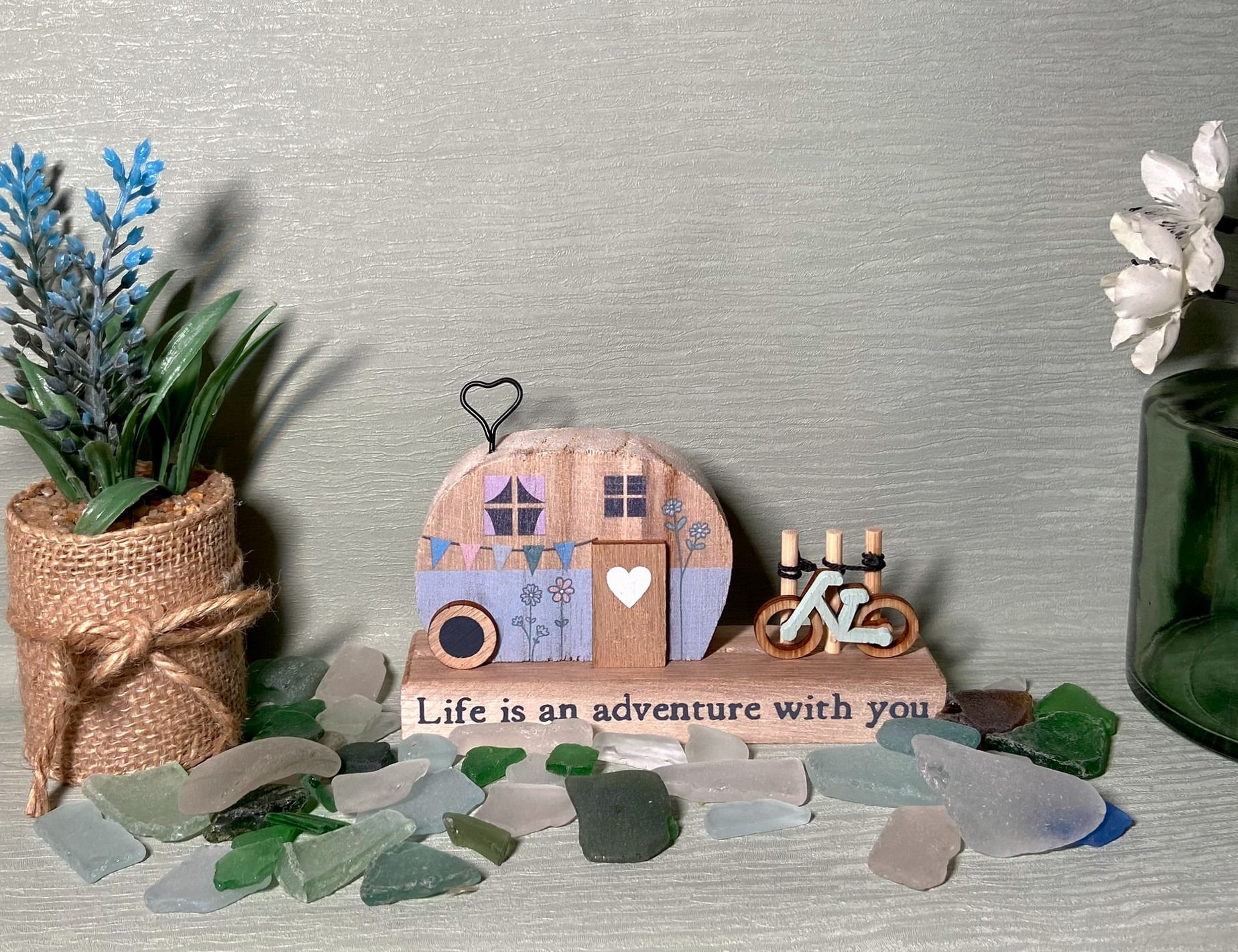 'Life is an adventure with you' Wooden Sign, 13cm