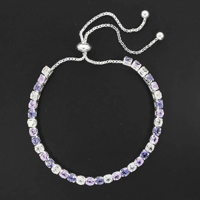 Thumbnail: Elegant Pastel Moody Blues Silver Plated Bracelet