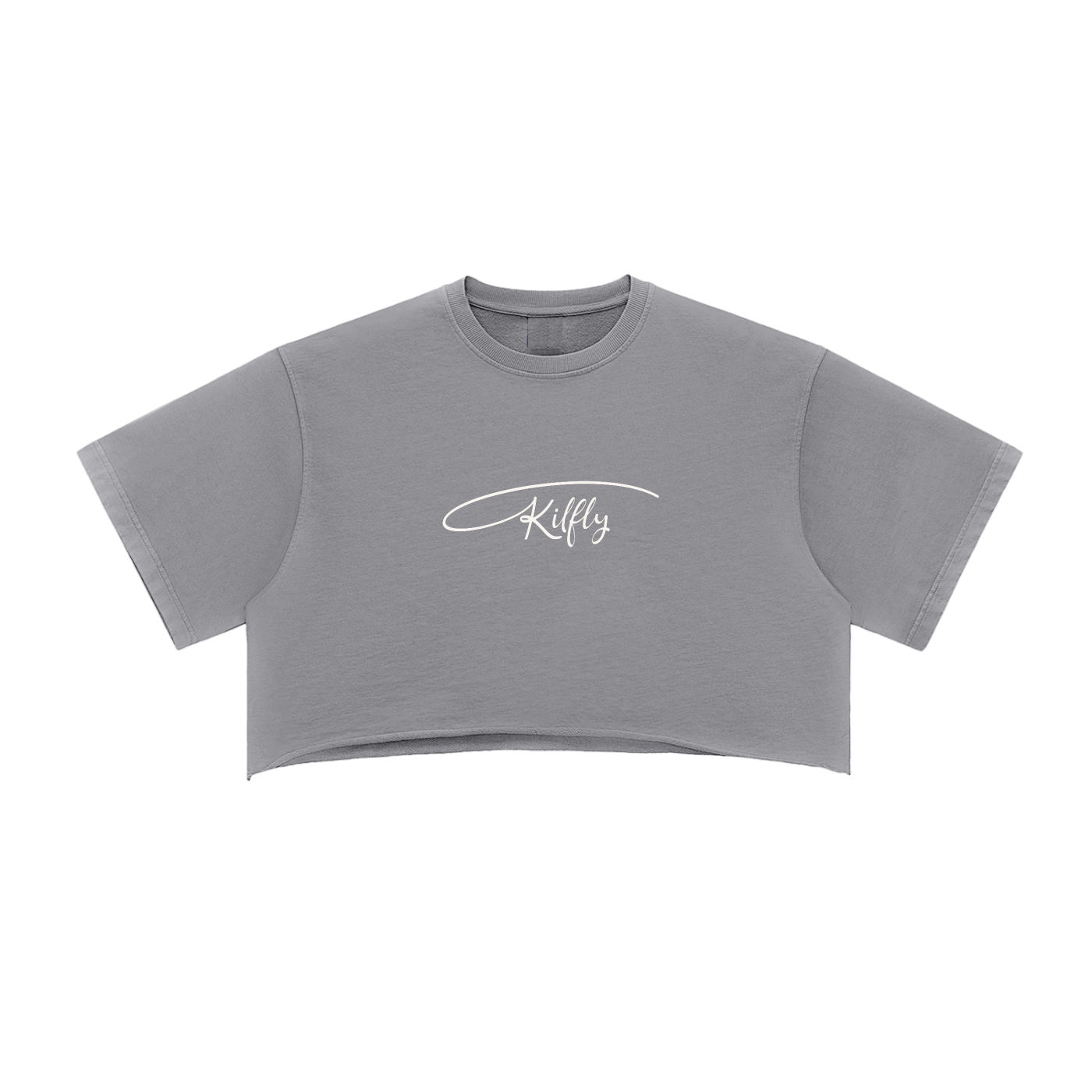 Kilfly Snow Washed Raw Edge Crop Top