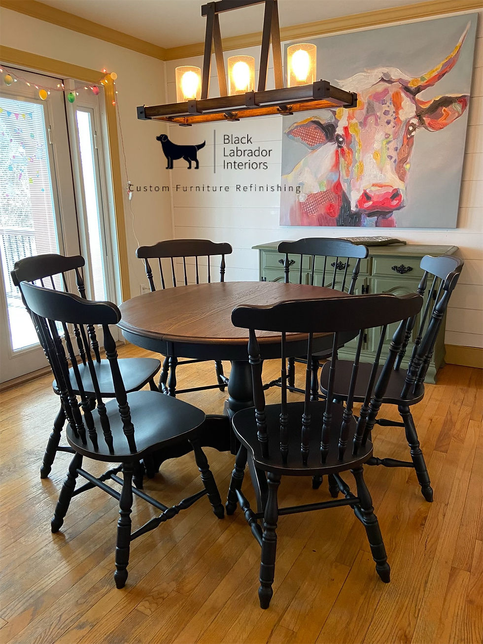 Thumbnail: Gorgeous Refinished Farmhouse Virginia House Solid Oak Table  Set (Sold)
