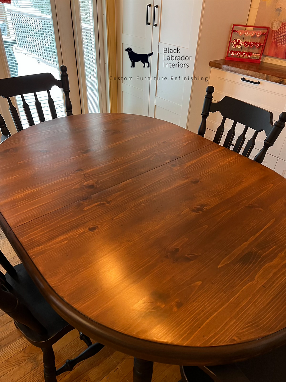 Thumbnail: Beautifully Refinished Solid Wood Oval Table and 6 Chairs Set (Sold)