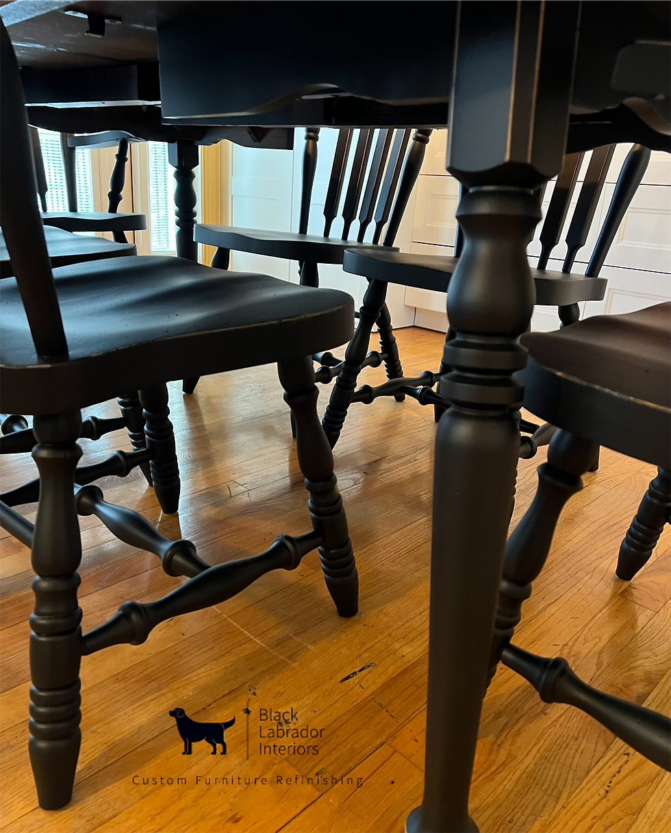 Thumbnail: Beautifully Refinished Solid Wood Oval Table and 6 Chairs Set (Sold)