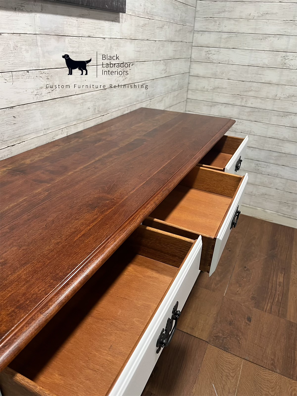 Thumbnail: Beautiful Refinished Farmhouse 3-piece Solid Cherry Wood Dresser Set (Sold)
