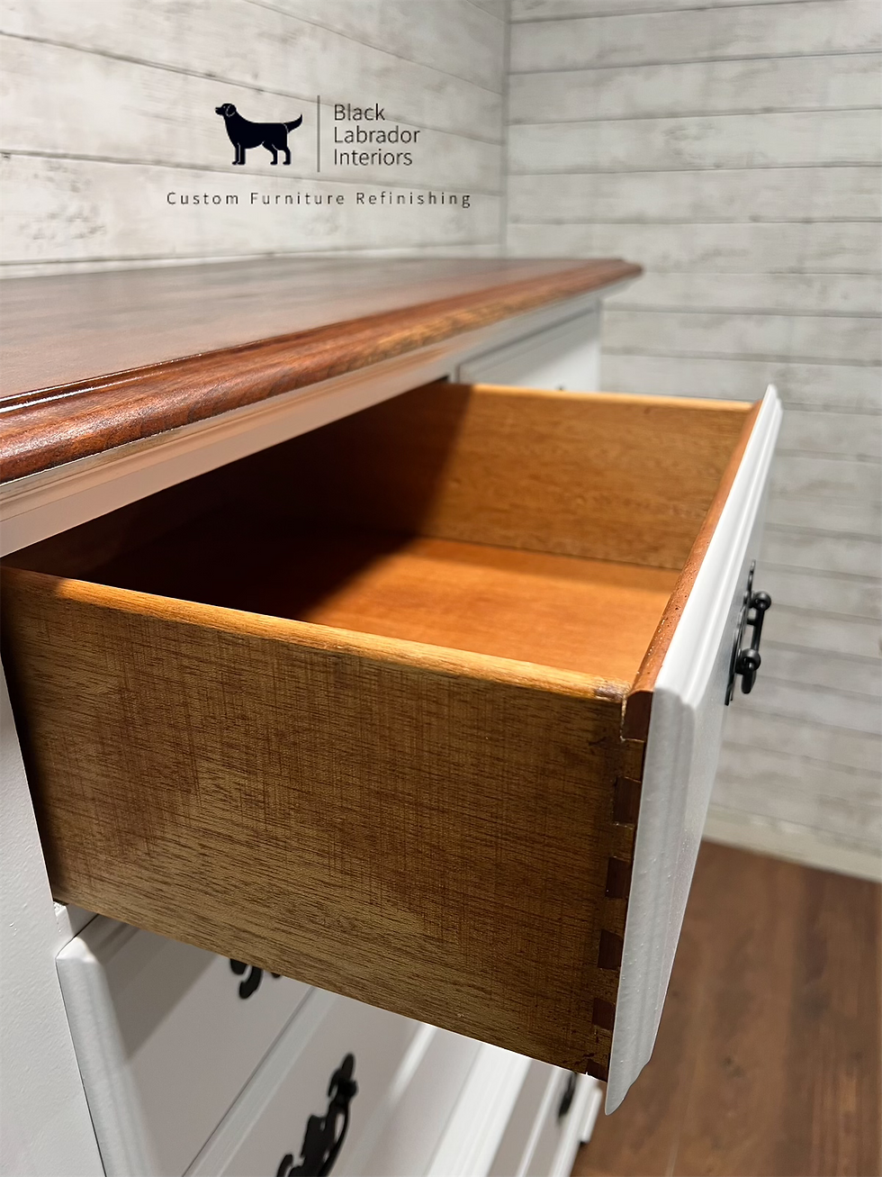 Thumbnail: Beautiful Refinished Farmhouse 3-piece Solid Cherry Wood Dresser Set (Sold)