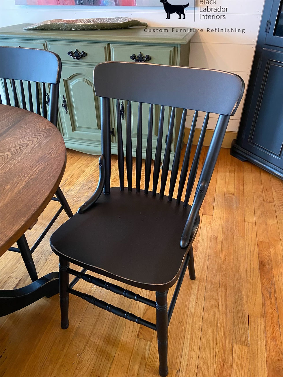 Thumbnail: Gorgeous Refinished Farmhouse Solid Wood Pedestal Table and 6 Chairs Set (Sold)