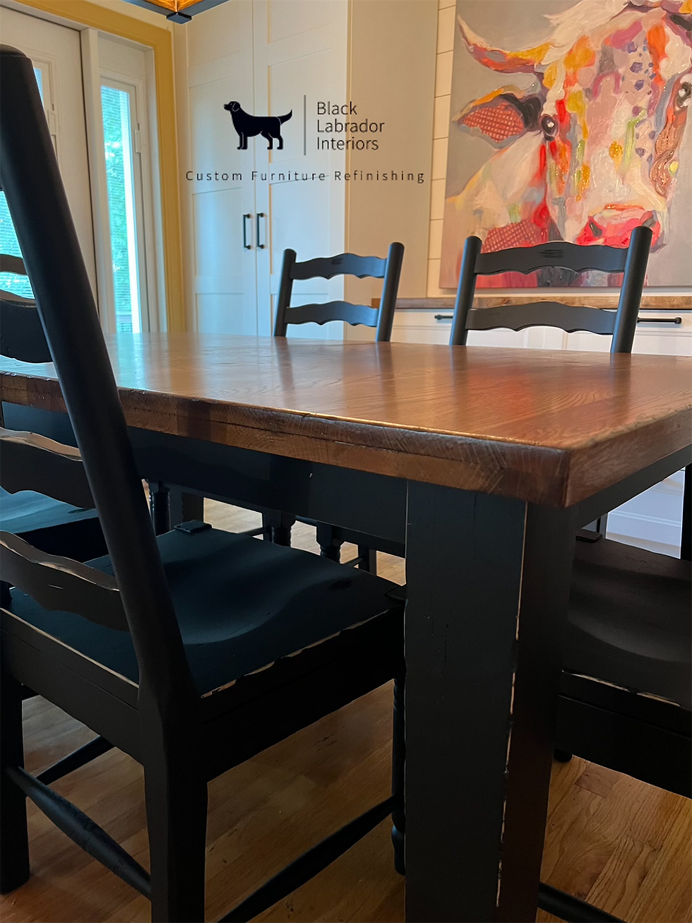 Thumbnail: Beautifully Refinished Farmhouse Dining Set with 6 Chairs (Sold)