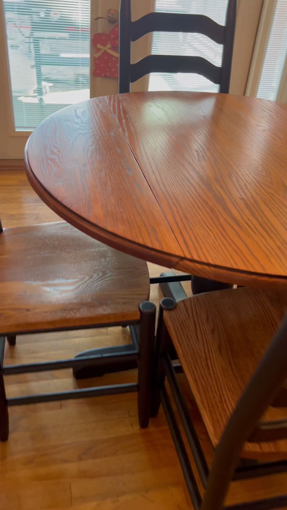 Thumbnail: Solid Oak Round Farmhouse Table and 4 chairs (Sold)