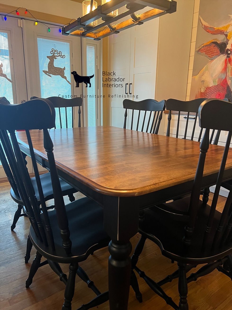 Thumbnail: Gorgeous Refinished Solid Wood Farmhouse Dining Table with 6 Chairs (Sold)