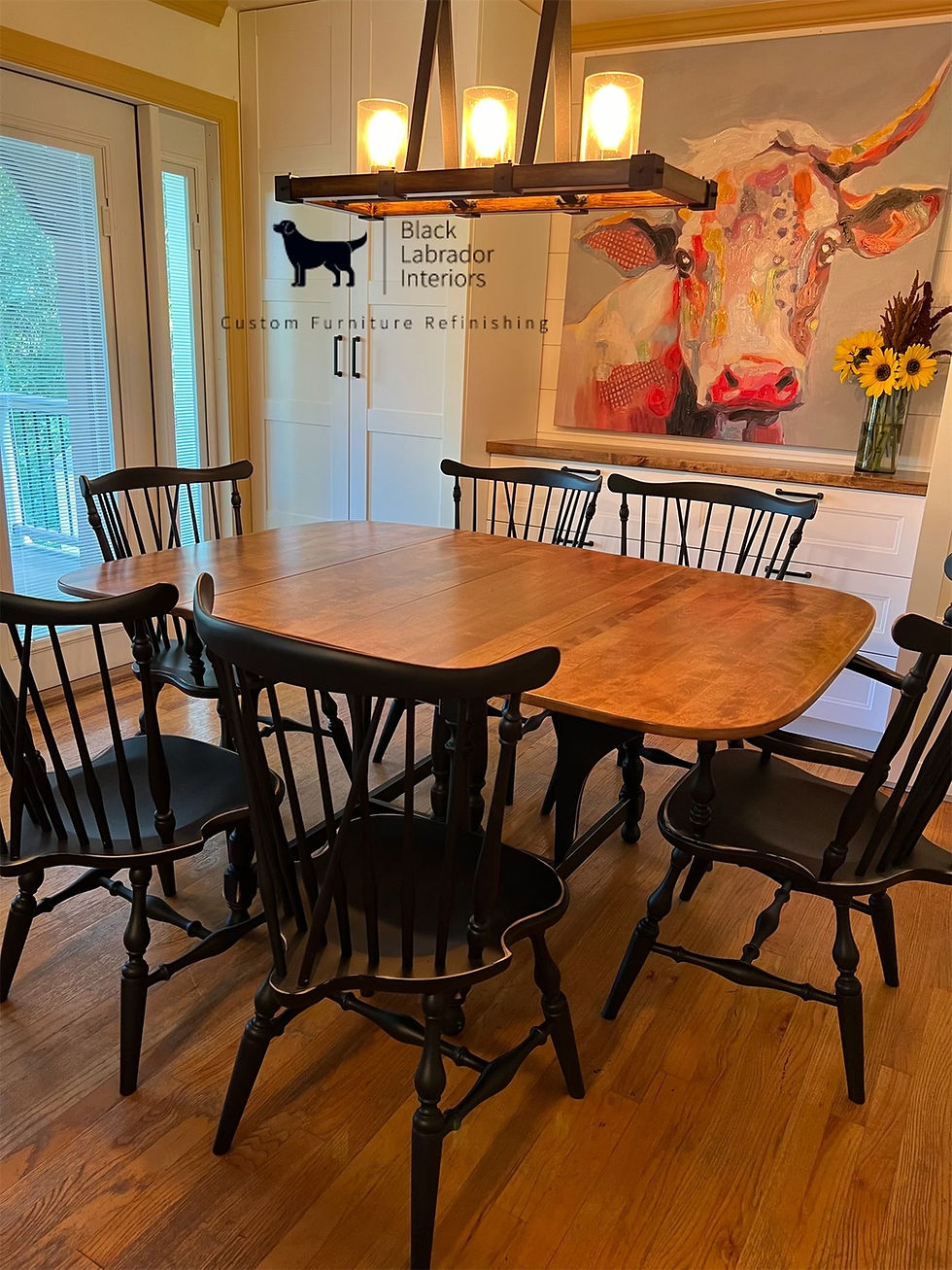 Thumbnail: Ethan Allen Farmhouse Solid Maple Refinished Large Table and 6 Chairs Set (Sold)