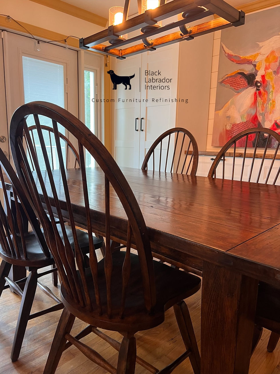 Thumbnail: Broyhill Attic Heirloom Primitive Table with 6 chairs and 2 leaves (Sold)