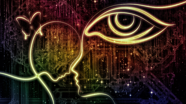 artistic representation of the concept that reality is a projection of the mind