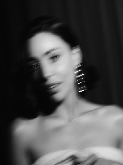 black and white bridal portrait with blur effect