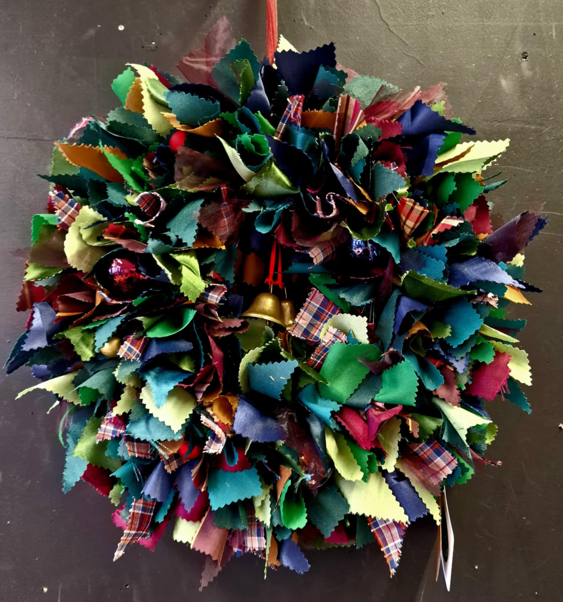 Green & Tartan Fabric Wreath