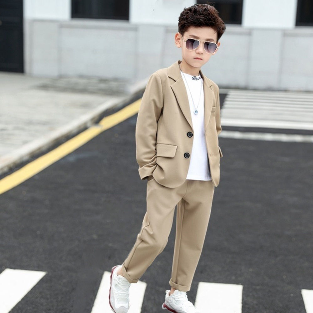 Suits for Kids Spring Autumn Long Sleeve Casual Blazer Jacket Trouser 2pcs Schoo