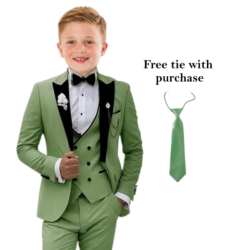 Thumbnail: Velvet Collar Suit Set for Kids 3-14 Years, Three-Piece Wedding Suits for Boys, 