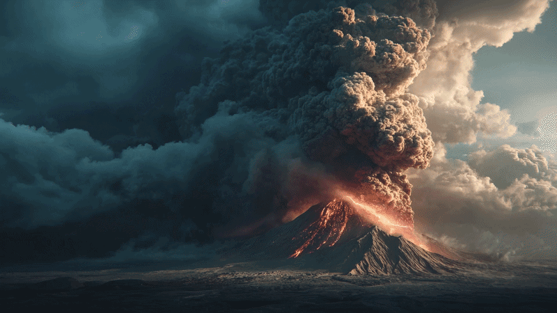 Volcanic eruption visual effects simulation