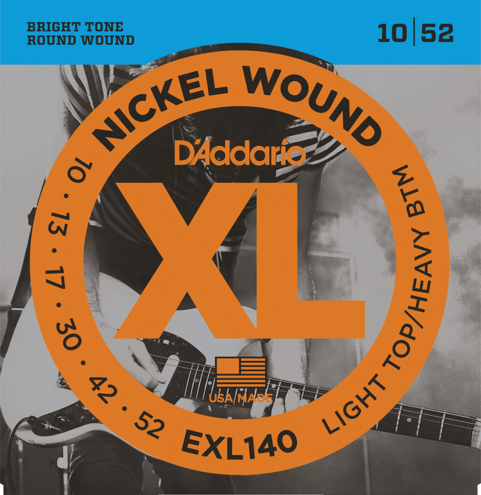 D'Addario EXL140 Nickel Wound 10-52 Electric Strings, Light Top Heavy Bottom