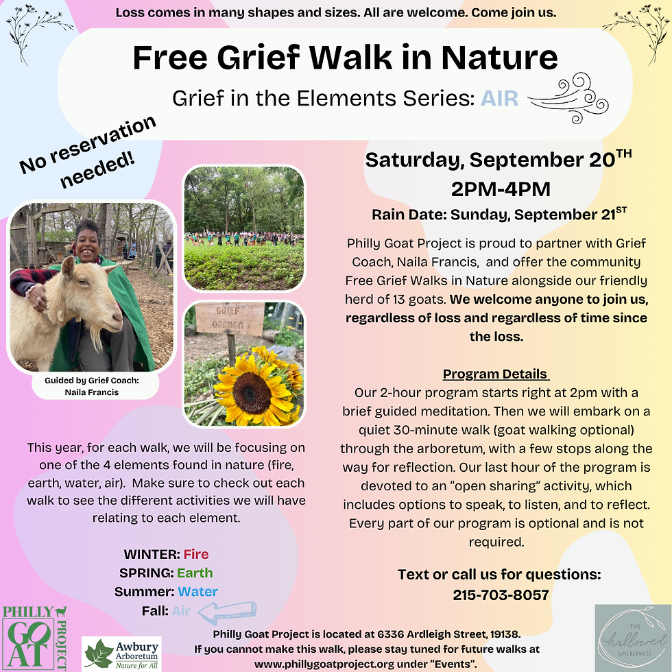 FREE Fall Grief Walk in Nature 2-4 pm