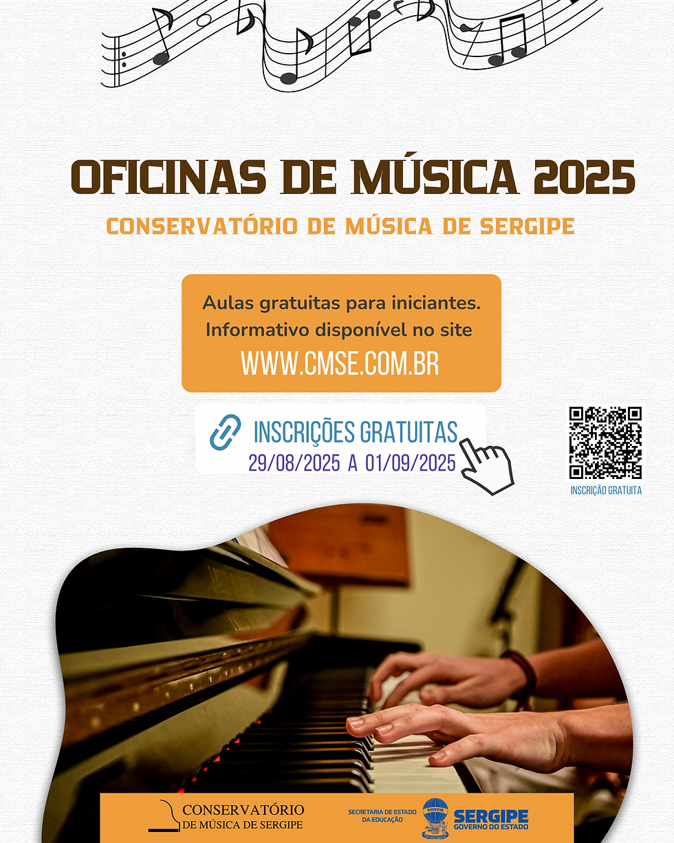 Conservatório de Música de Sergipe abre inscrições gratuitas para as Oficinas de Música 2025 e lança o Projeto Glissando: Aulas de Harpa no CMSE