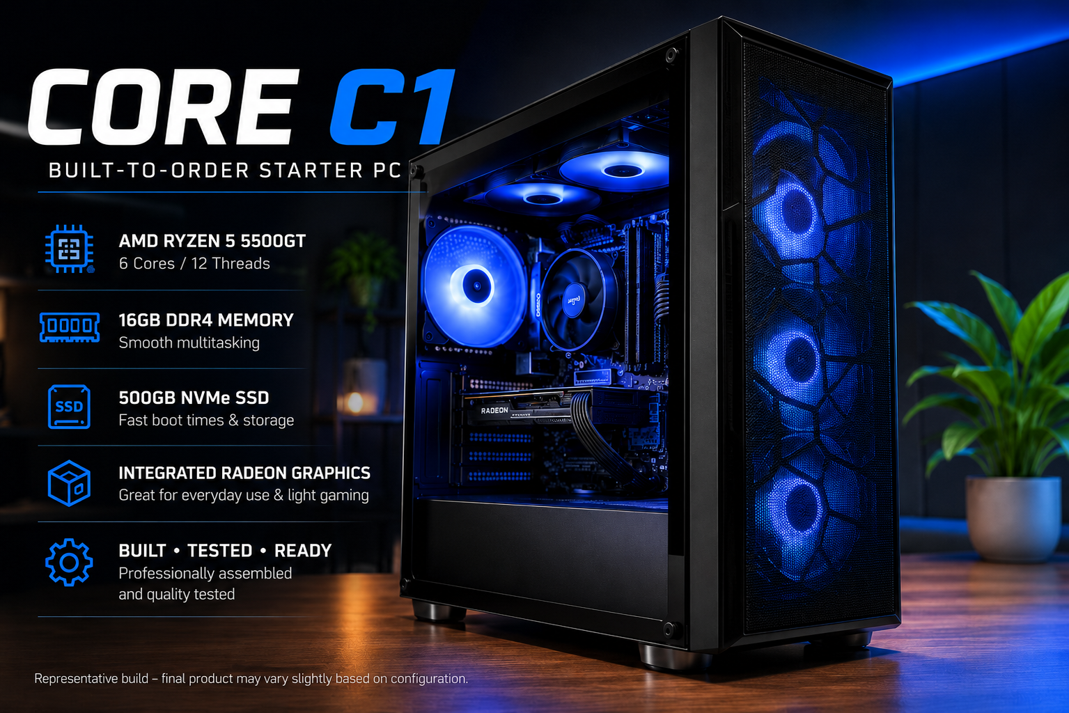 ForgeOne Core C1 affordable entry-level PC for everyday computing, schoolwork, and esports gaming