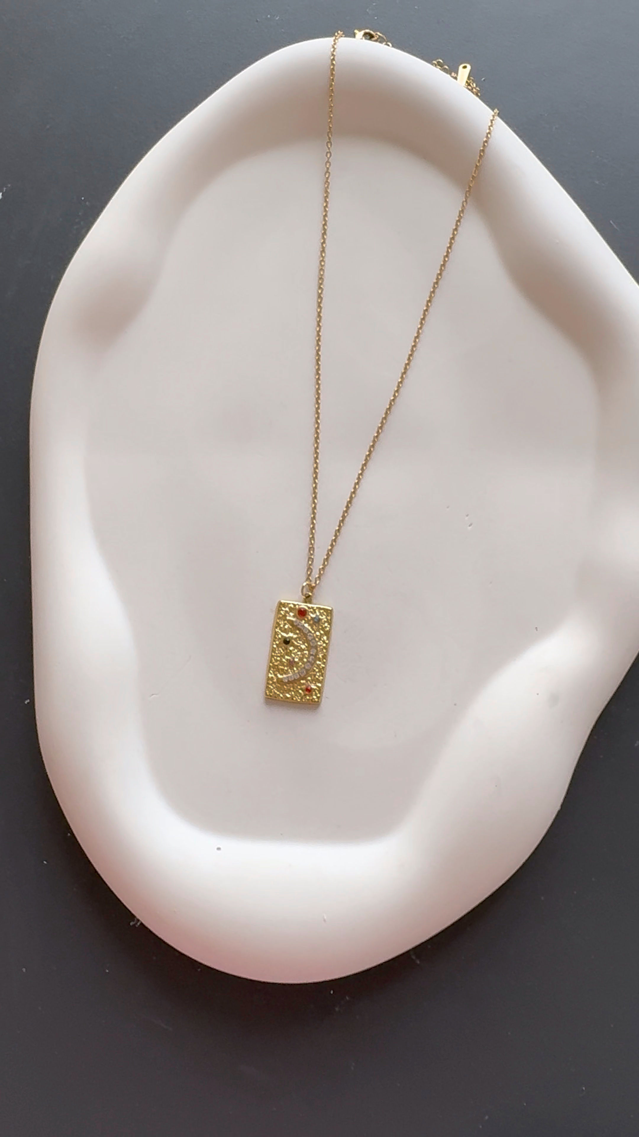 Multi Stone Moon Necklace