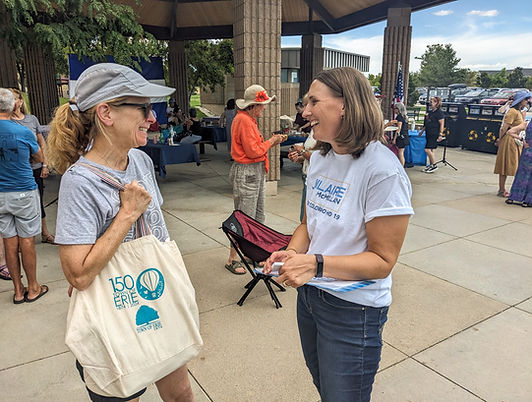 Jillaire talking with community member in CO HD19