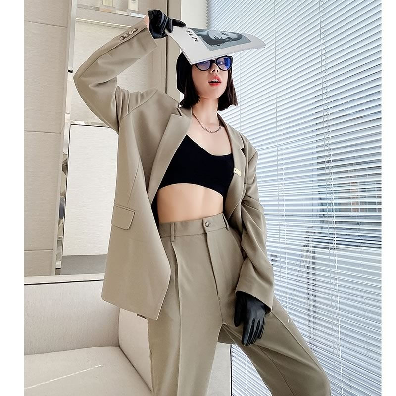 Thumbnail: 寬鬆中性西裝 情侶西服套裝兩件套 男女通用(翻蓋開袋式)