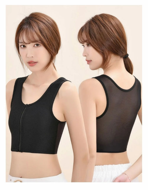 Thumbnail: 前拉鍊束胸定型運動文胸女防震聚攏專業BRA背心式跑步瑜伽胸衣