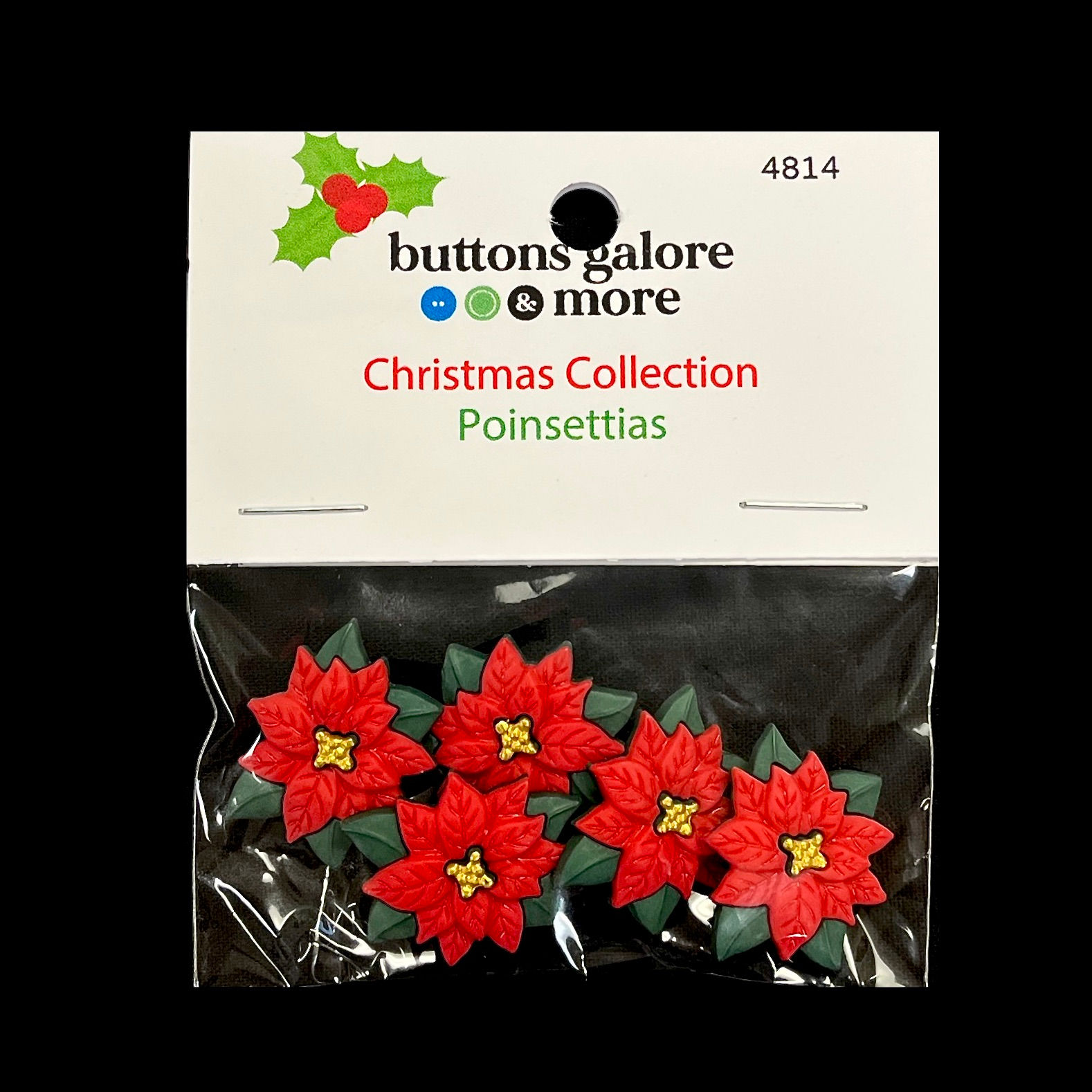 Poinsettia Buttons
